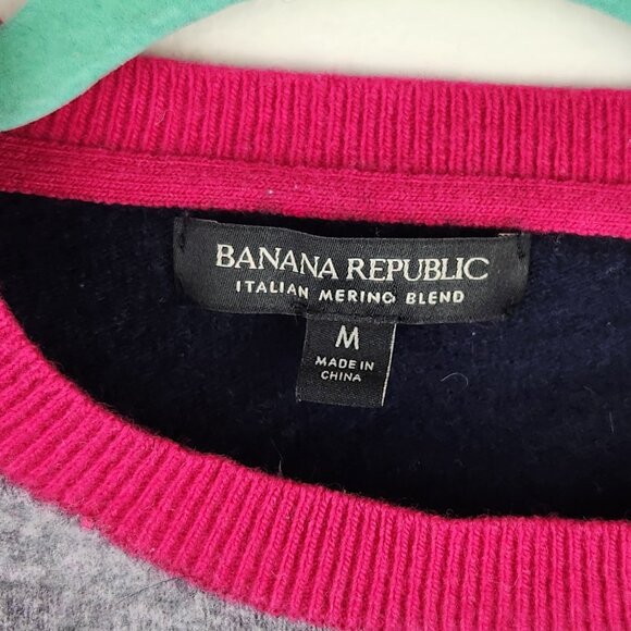 Banana Republic Italian Wool Blend Colorblock Raglan Sleeve Sweater M *shrunk?* - Picture 5 of 7